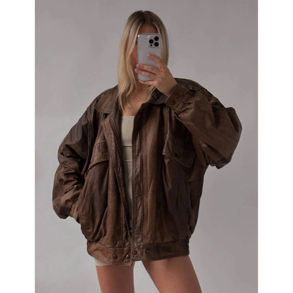 Vintage Rare Aventure Bound Wilson Leather Brown Bomber Jacket S